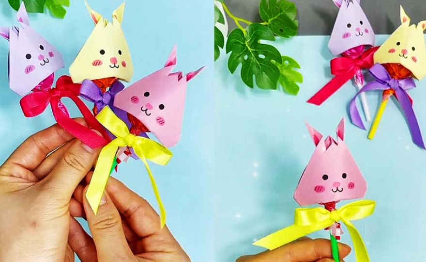 Paper bunny creative packaging for lollipops